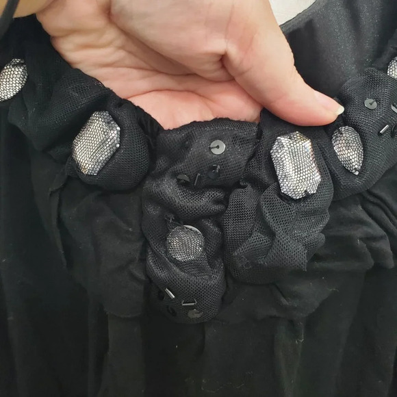 Twentyone Women's Black Mesh Wrapped Gemstone Bubble Hem Cami Top Tank Size S - Picture 2 of 6